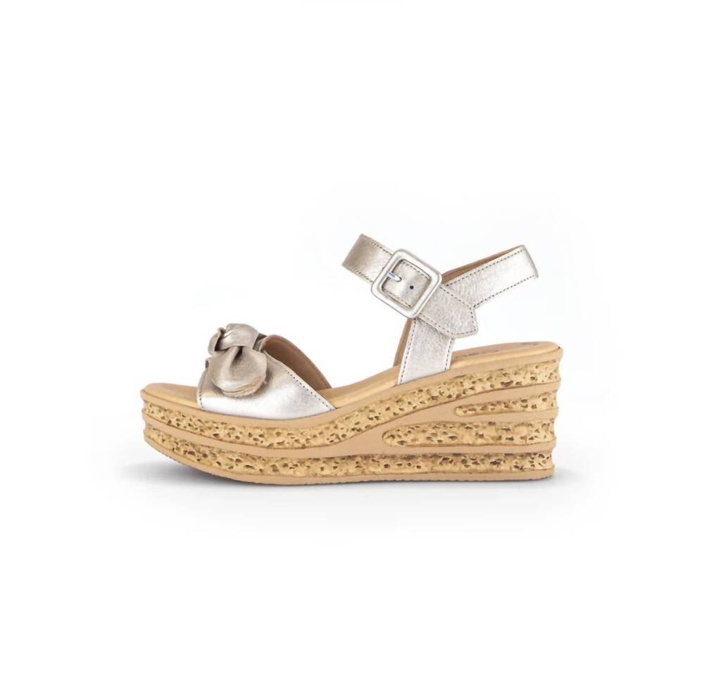 NEW GABOR women's cork wedge sandal in metallic